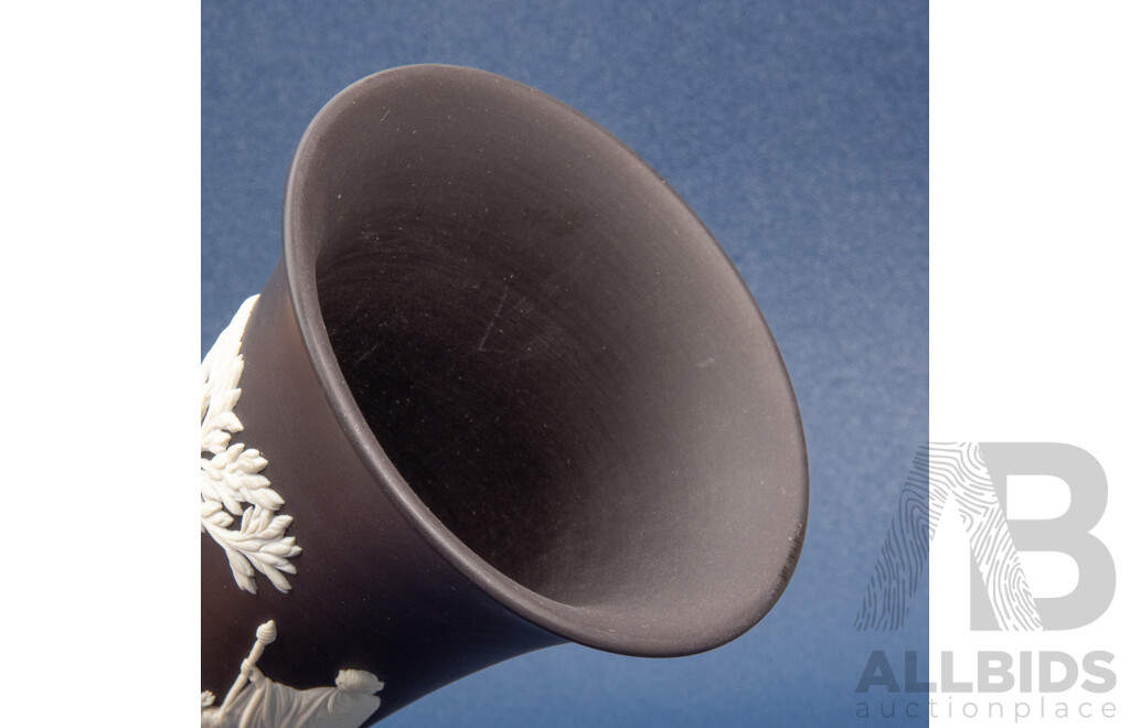 Wedgwood Black Basalt Jasperware Trumpet Vase