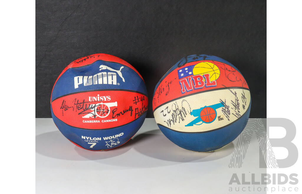 Two Canberra Cannons Signed Basketballs
