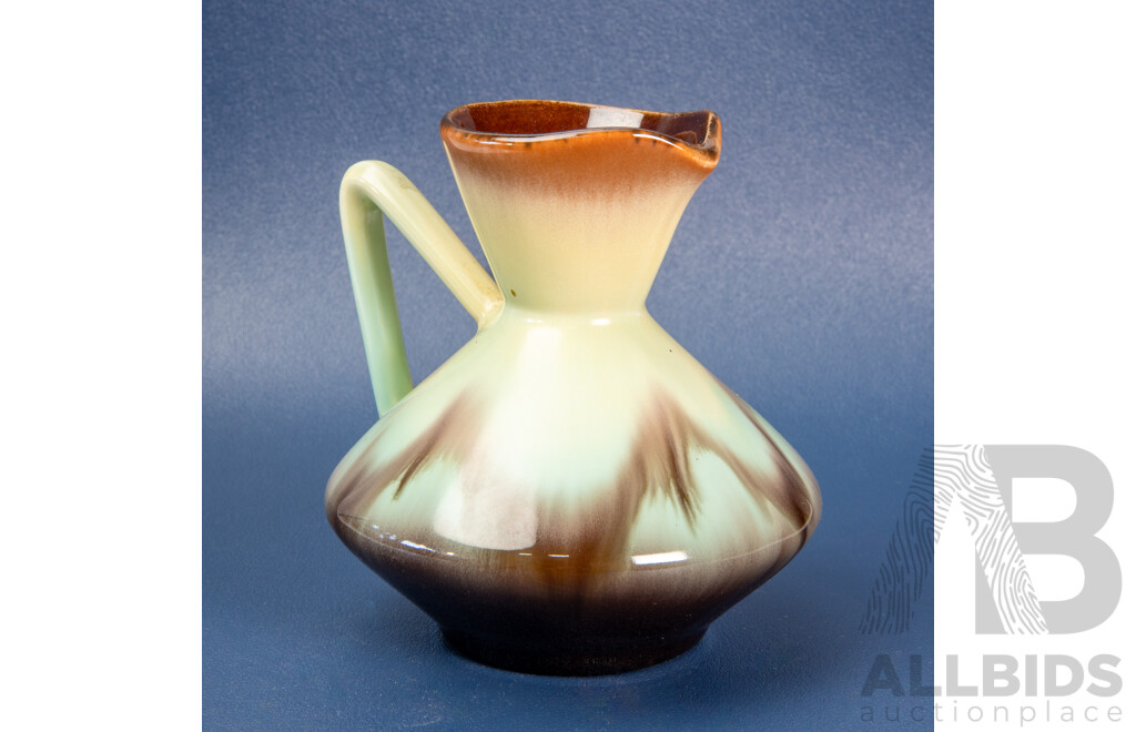 West German Pottery Bay Keramik Green and Brown Jug