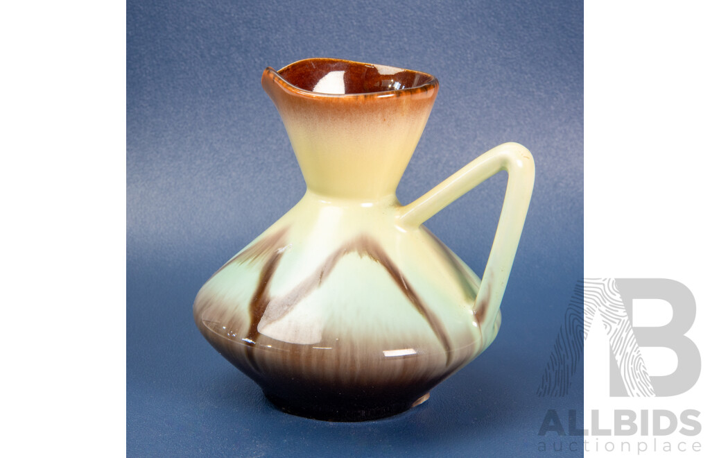 West German Pottery Bay Keramik Green and Brown Jug