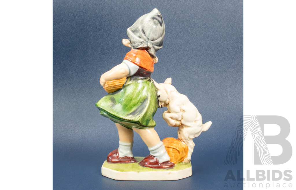 Friedel Figurine Girl with Playful Goat