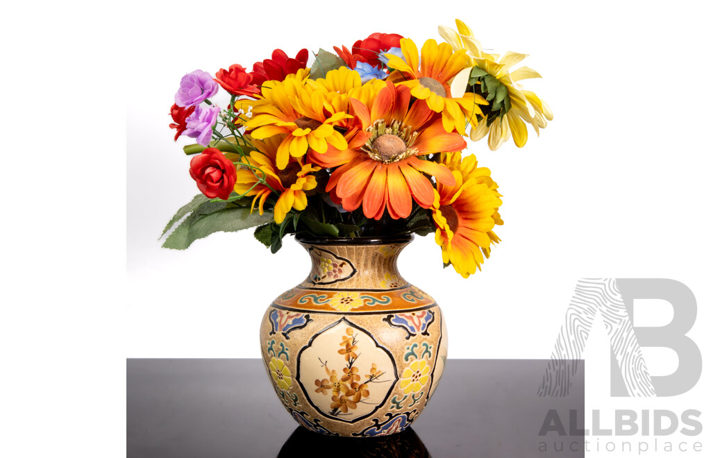 Vintage Dona Vietnam Vase with Artificial Flowers