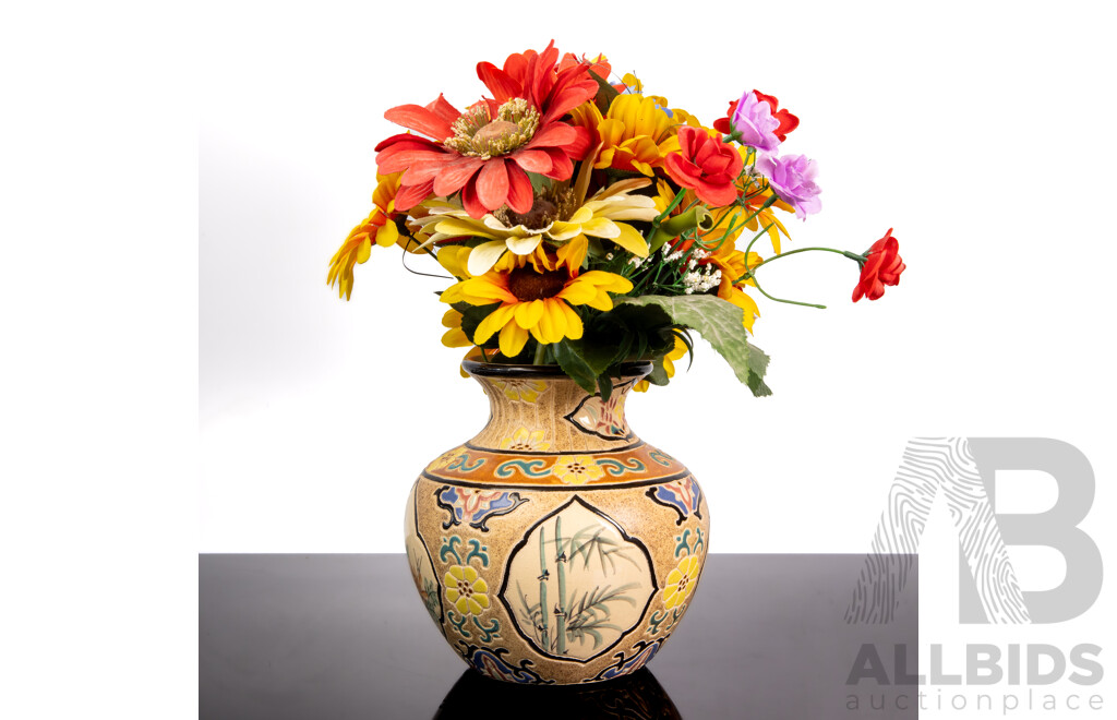 Vintage Dona Vietnam Vase with Artificial Flowers
