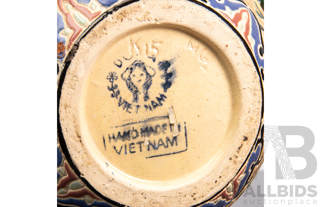 Vintage Dona Vietnam Vase with Artificial Flowers