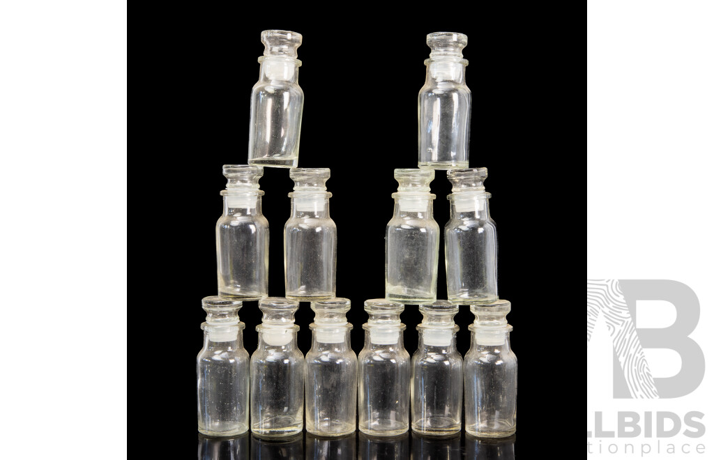Set of 12 Vintage Glass Apothecary or Spice Jars