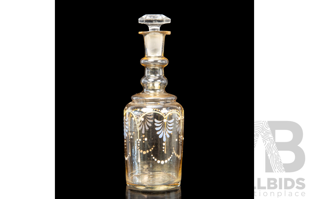 18th Century Hand Blown Enamelled Glass Liqueur Decanter
