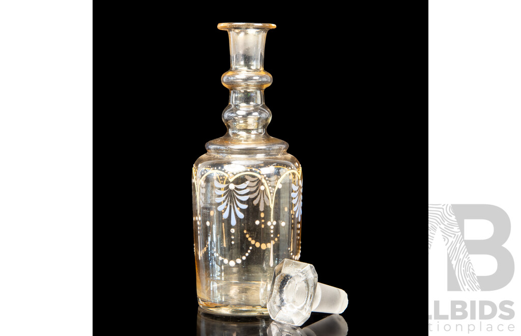 18th Century Hand Blown Enamelled Glass Liqueur Decanter