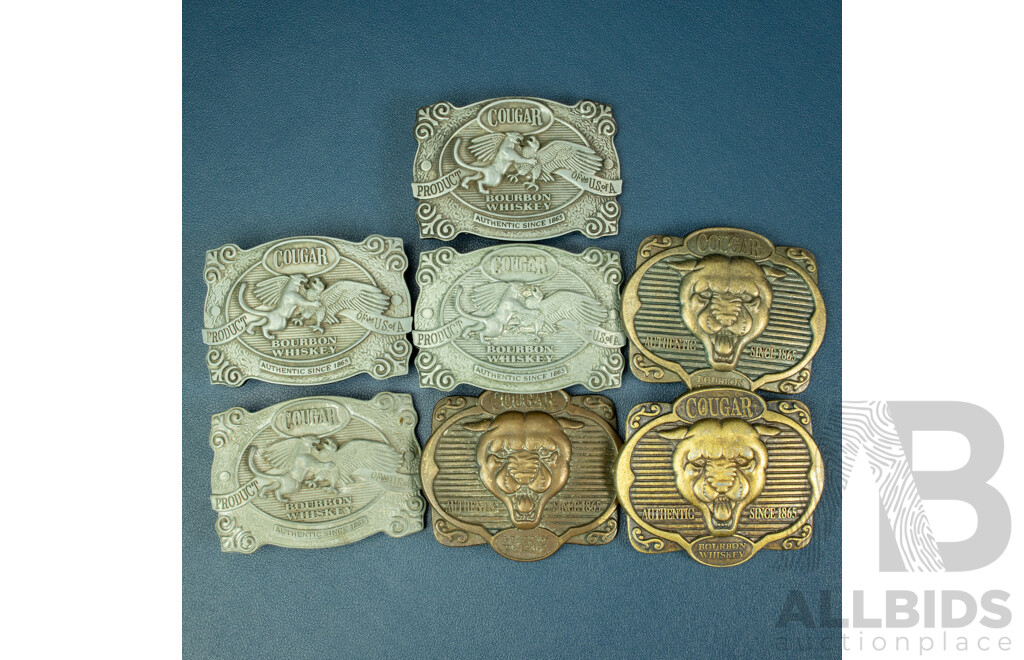 Set of 7 Cougar Bourbon Belt Buckles