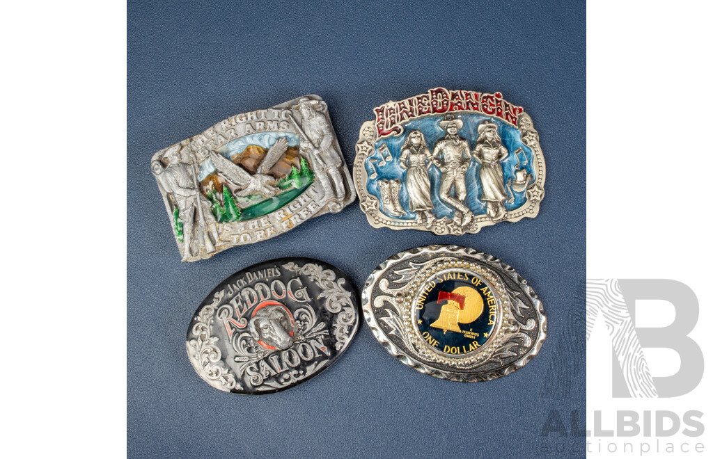 Set of 4 American Themed Belt Buckles