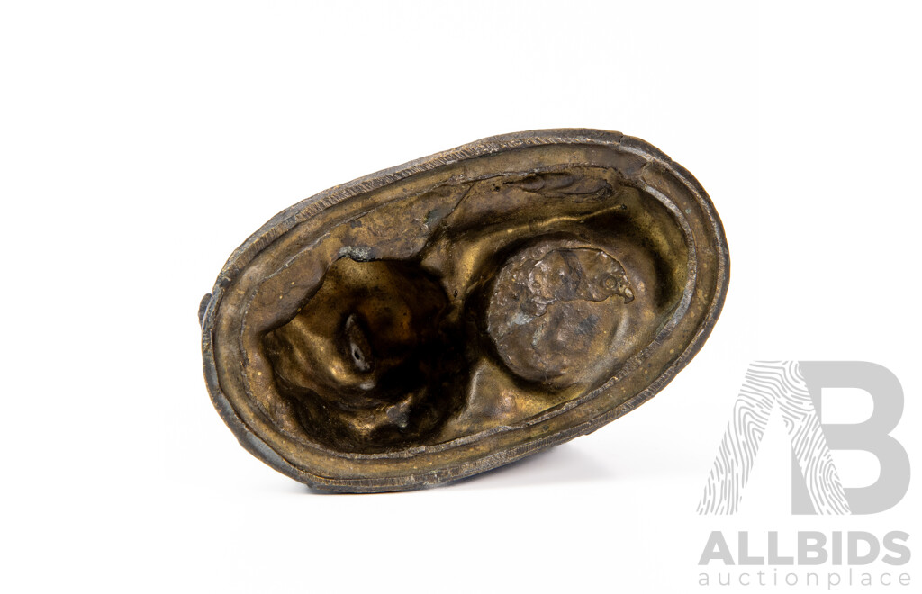 Antique Bronze Match Striker Fishwife and Basket Form