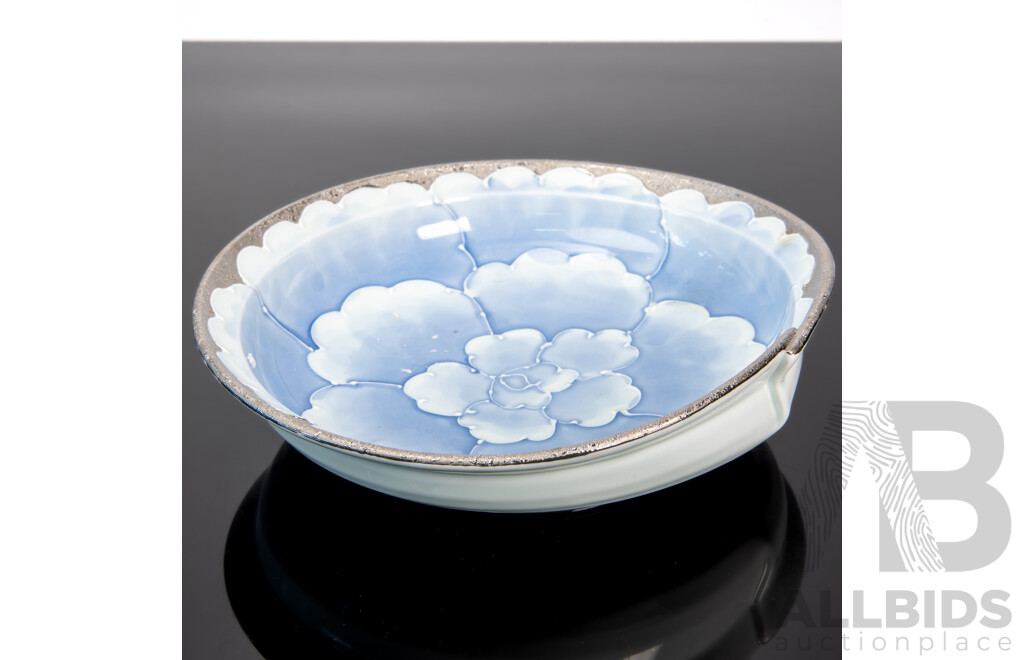 Arita Ware Bunzan Kiln Platinum Peony Bowl - Twisted Design