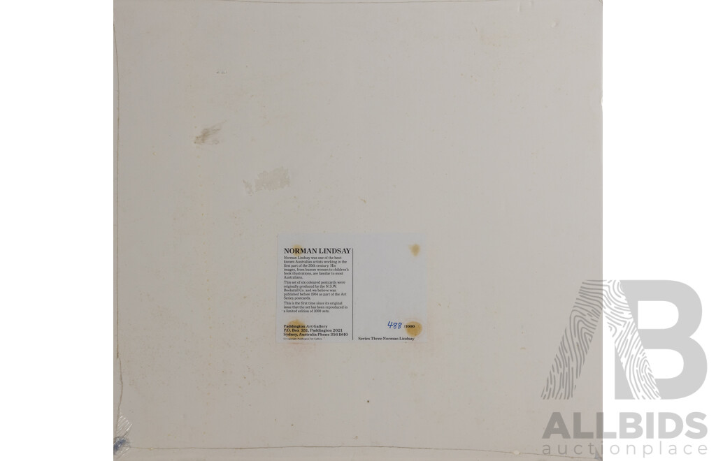 Limited Edition Norman Lindsay Postcards, Edition 488 of 1000, Matted