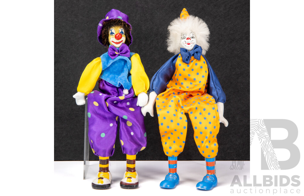 Pair of Vintage Sitting Porcelain Clowns