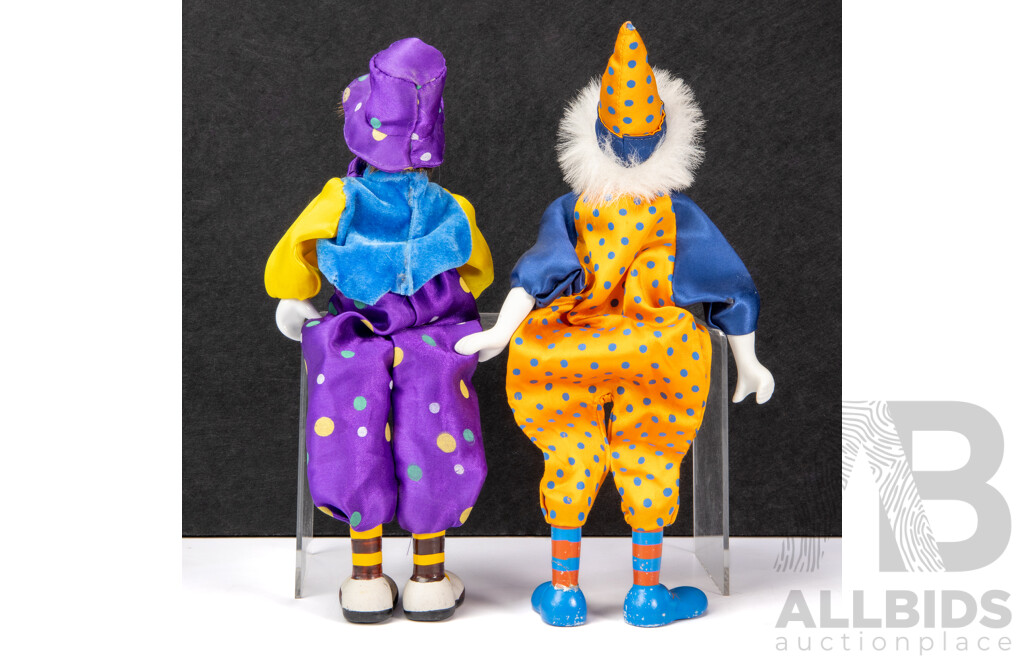 Pair of Vintage Sitting Porcelain Clowns
