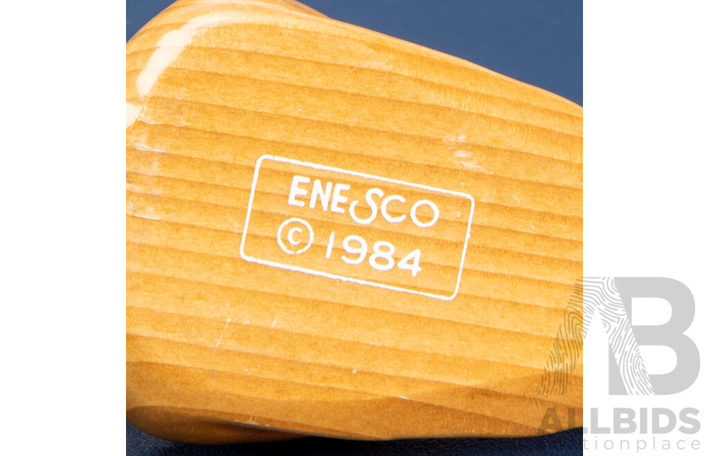 Vintage Esco Wooden Duck with Brass Head 1984