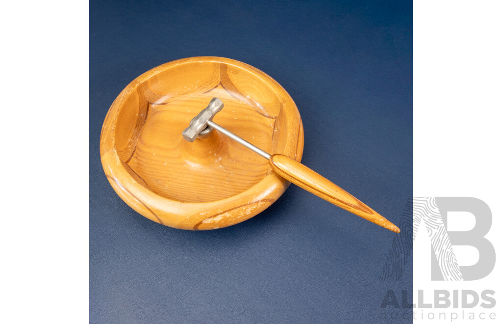 Vintage Sovereign New Zealand Timber Nutcracker Bowl and Hammer