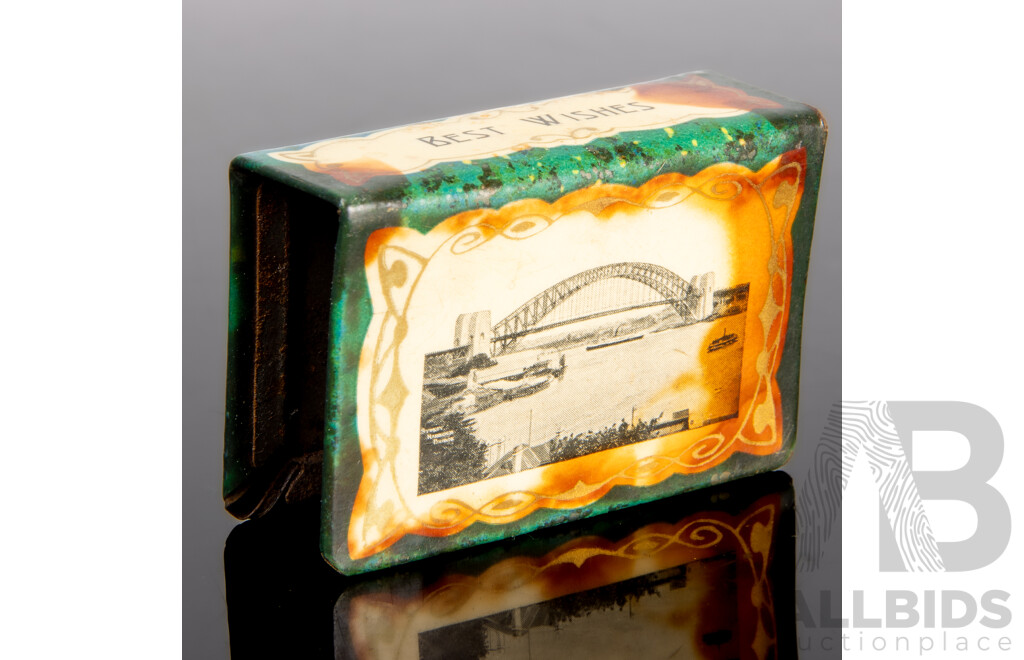 Vintage 1932 Harbour Bridge Metal Matchbox Holder