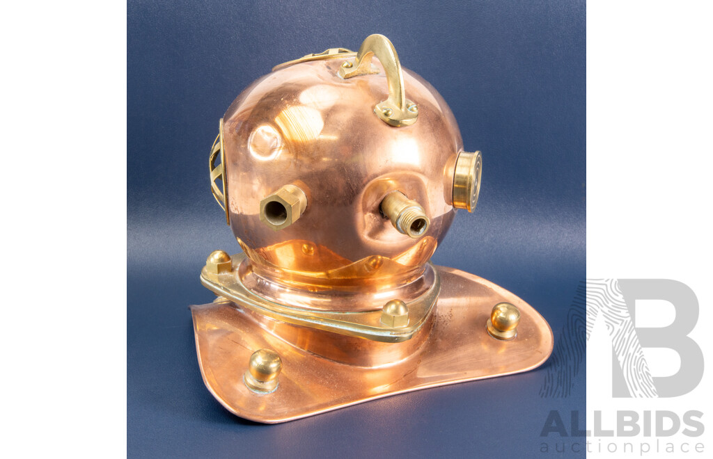 Vintage Copper and Brass Miniature Deep Sea Diver Helmet Replica