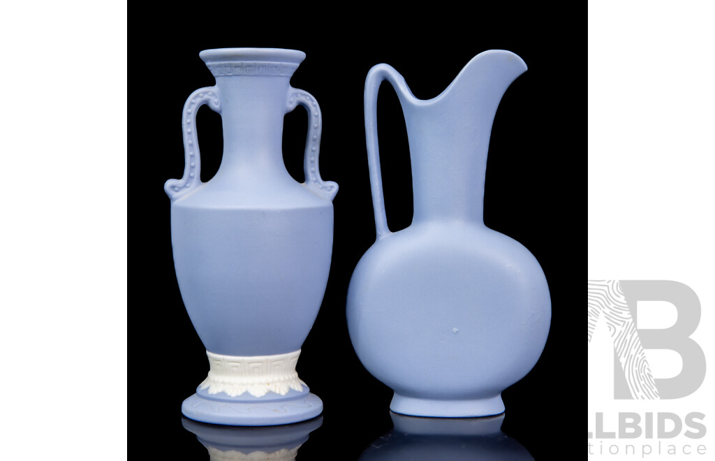 Pair of Vintage Jasperware Items Vase and Ewer