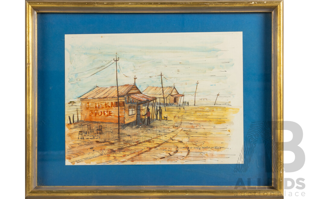 Dennis Baker, (20th Century, Australian, 1951-), General Store, Original Watercolour and Pencil on Paper, 34 x 44 cm (frame)