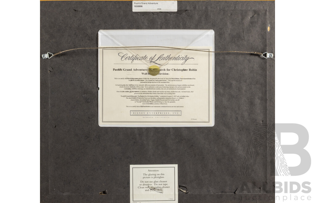 Pooh's Grand Adventure: Search for Christopher Robin (1997), Original Production Cel [Show 700; Scene 231/30], Walt Disney Television Animated Film, 47 x 54 cm (frame)