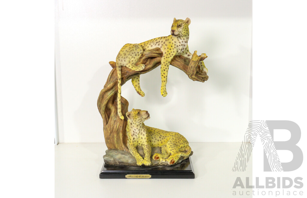 Resin Statue of Resting Leopards, Fine Arts Collection