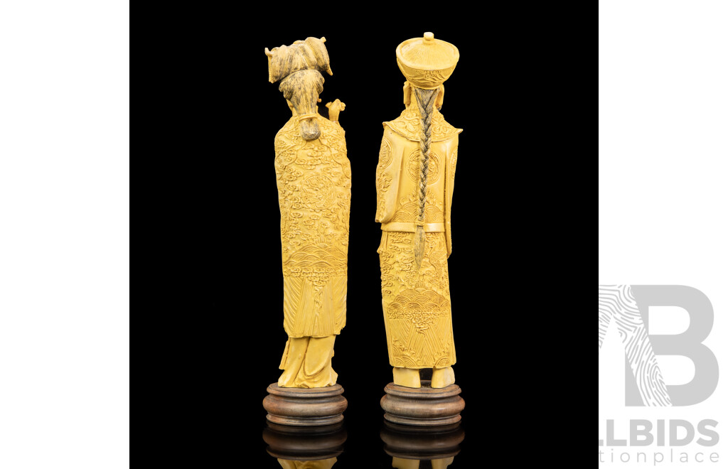 Vintage Chinese Emperor and Empress Resin Figurines