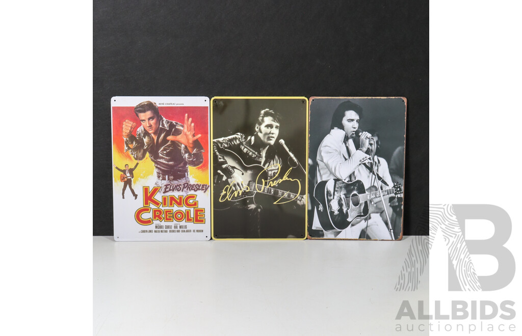 Set of 3 Brand New Elvis Metal Signs