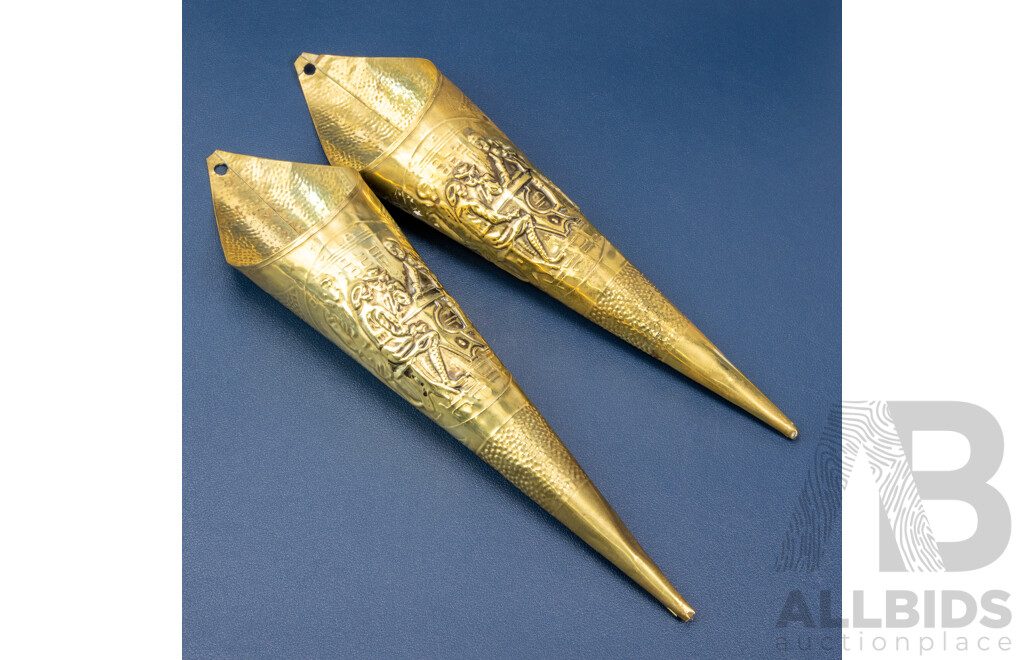 Pair Of Antique English Brass Fireplace Match Holders