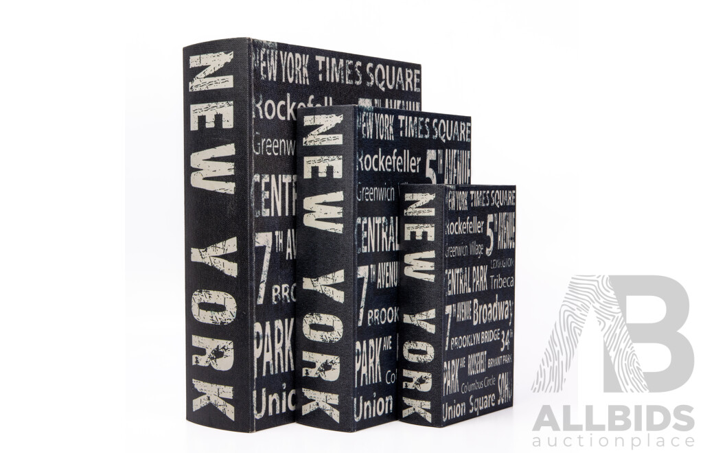 Rare And Unusual Set Of 3 New York Graduated Book Boxes