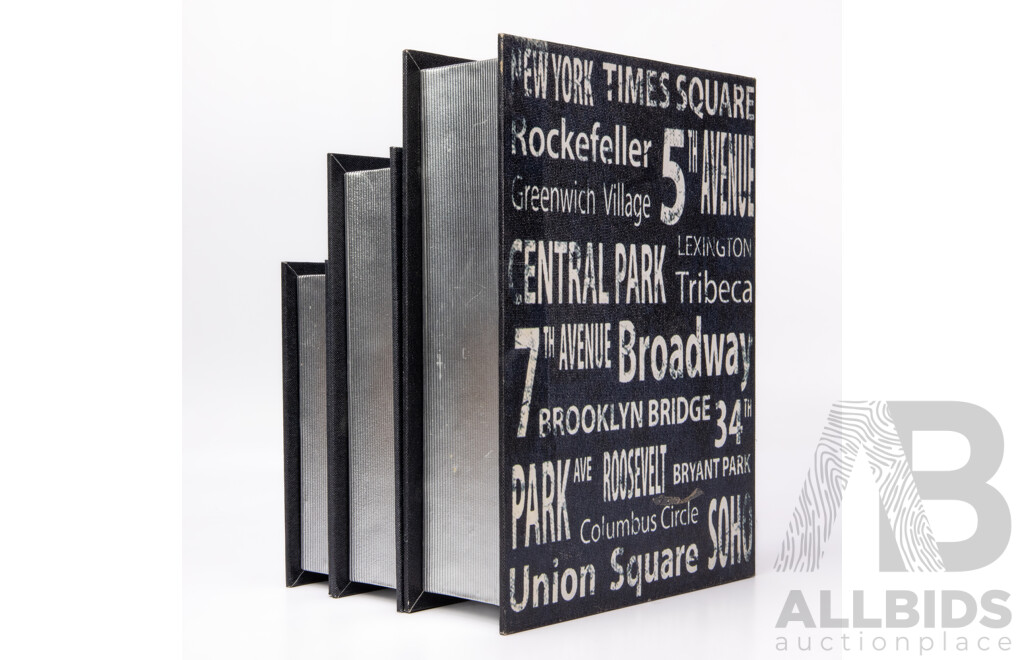 Rare And Unusual Set Of 3 New York Graduated Book Boxes