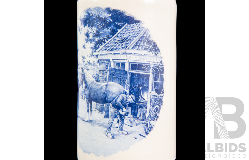 Vintage Apostel Stoneware Holland Delft Blauw Hand Painted Jug