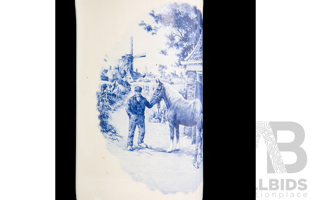 Vintage Apostel Stoneware Holland Delft Blauw Hand Painted Jug