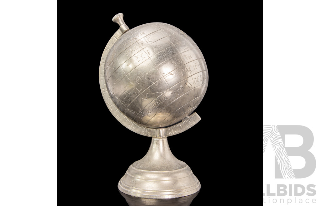 Vintage World Globe In White Metal