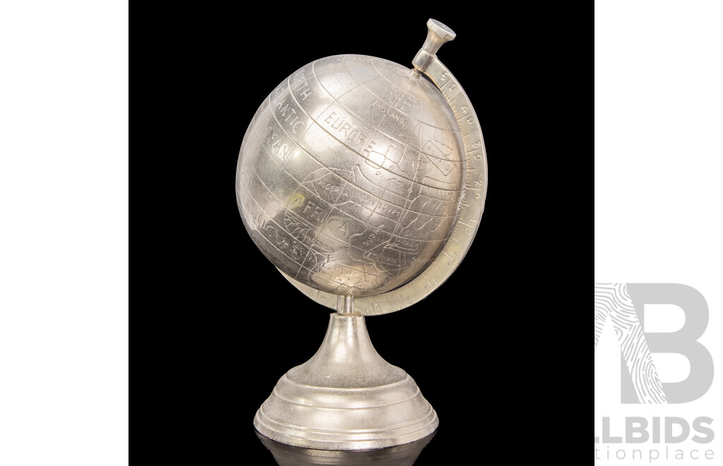 Vintage World Globe In White Metal