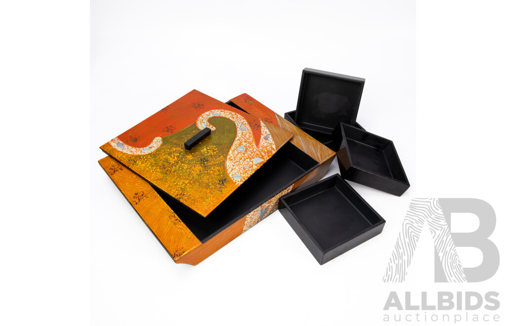 Vintage Phuong Nam Lacquerware Bento Serving Tray