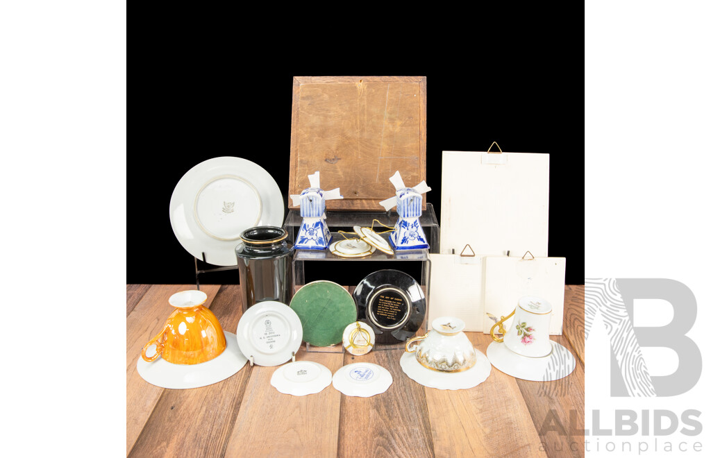 Collection of Dutch Tiles and Vintage Porcelain Items