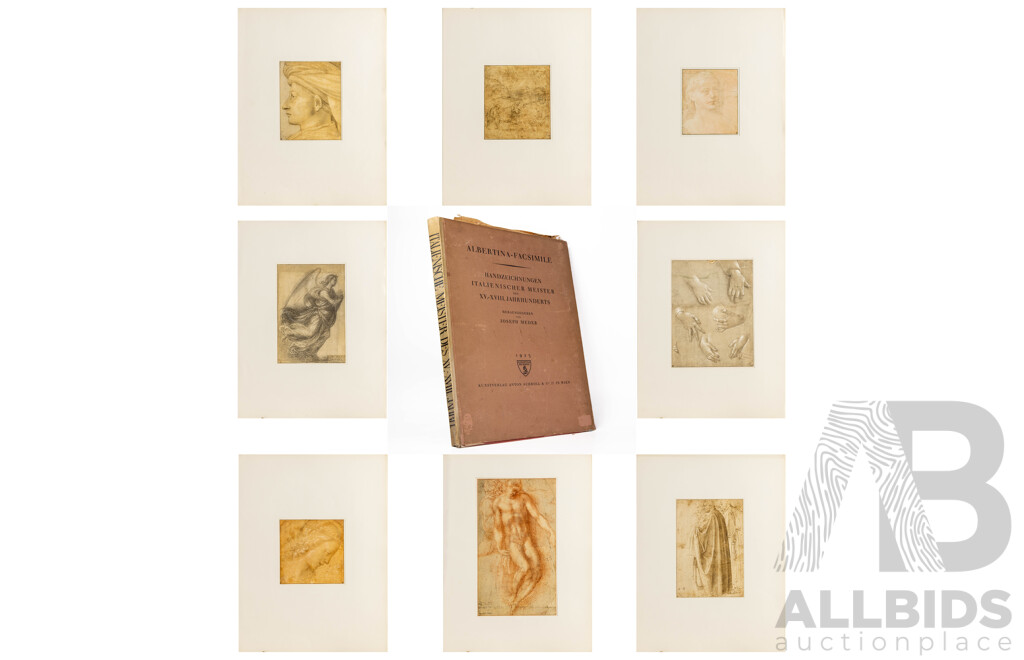 Wonderful and Very Rare Albertina-Facsimile Antique Colotype Prints of the Italian Masters [Italianische Meister] (1923), Edition 45 of Only 500 Copies, 61 x 46 cm (folio)