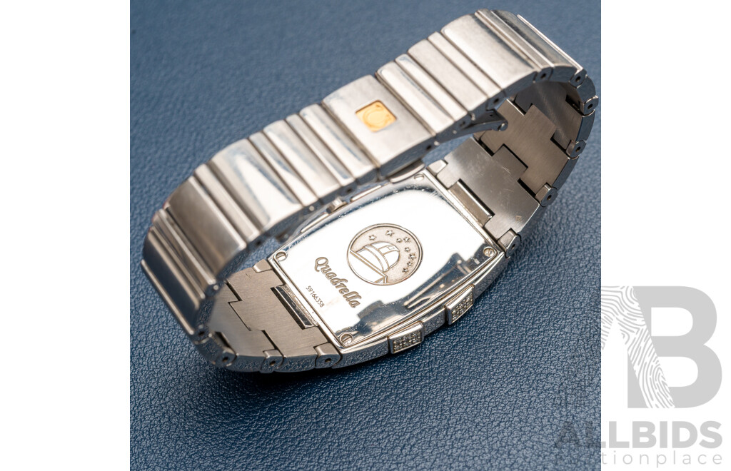 Omega Constellation Quadrella Ladies Watch Stainless Steel Diamond Bezel Mother-of-Pearl Dial C.2005 Box & Papers