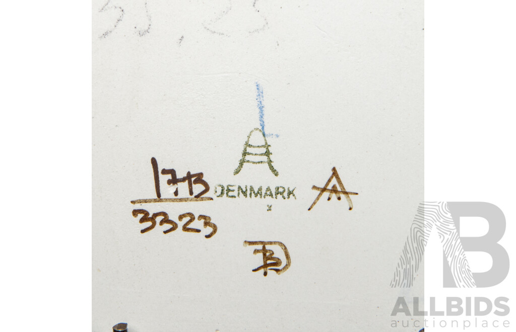 Set of Four Vintage Aluminia Faience Tiles 8 × 8 Cm Denmark