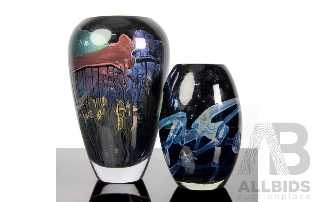 Two Quaama Studio Art Glass Vases, Including John (Hansa) Van Horssen, and Malvo
