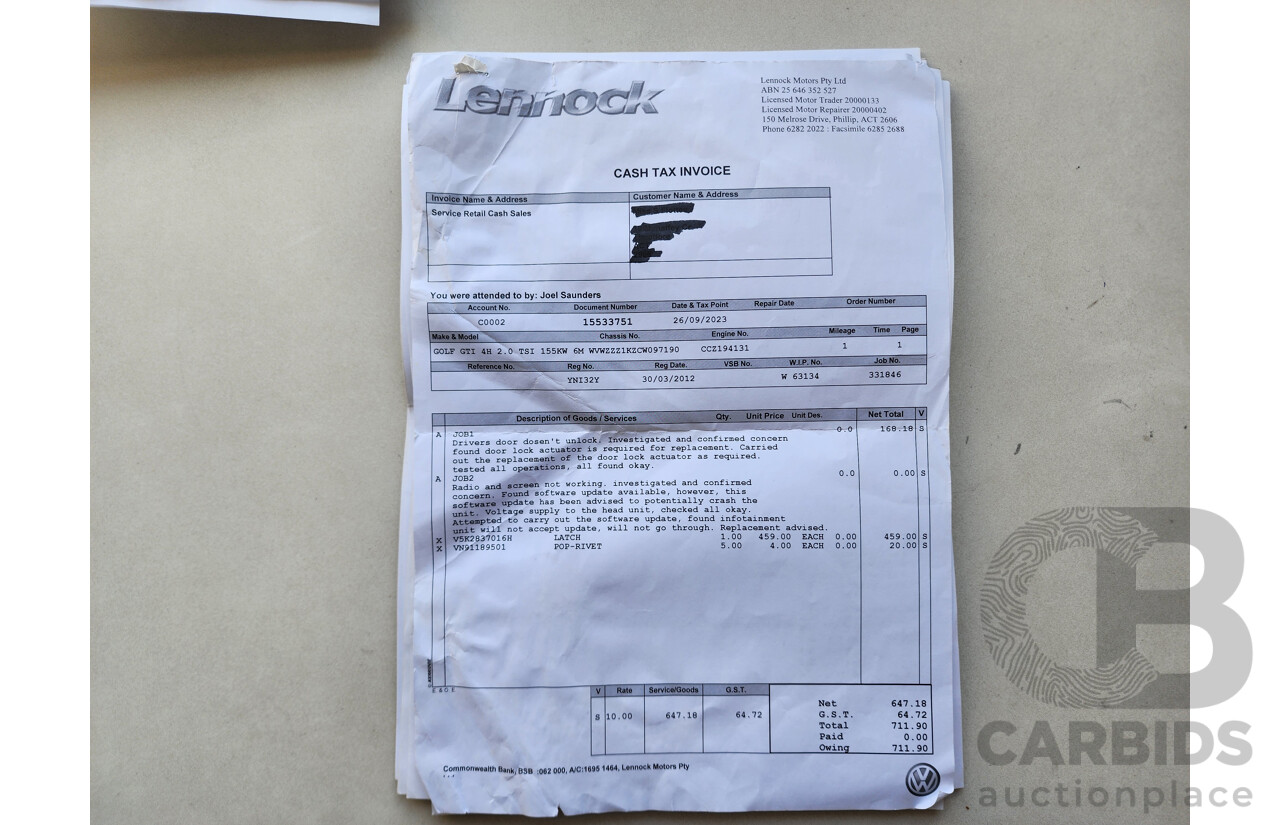 3/2012 Volkswagen Golf GTi 1K MY12 5d Hatchback White 2.0L