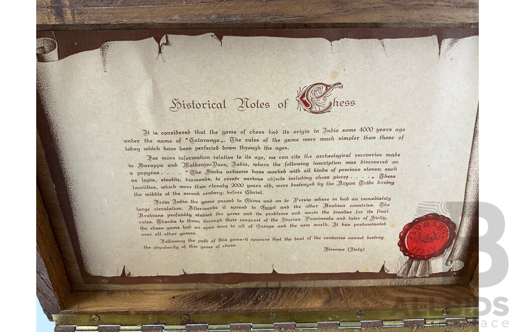 Vintage Brass and Alloy Chess Set in Oak Case