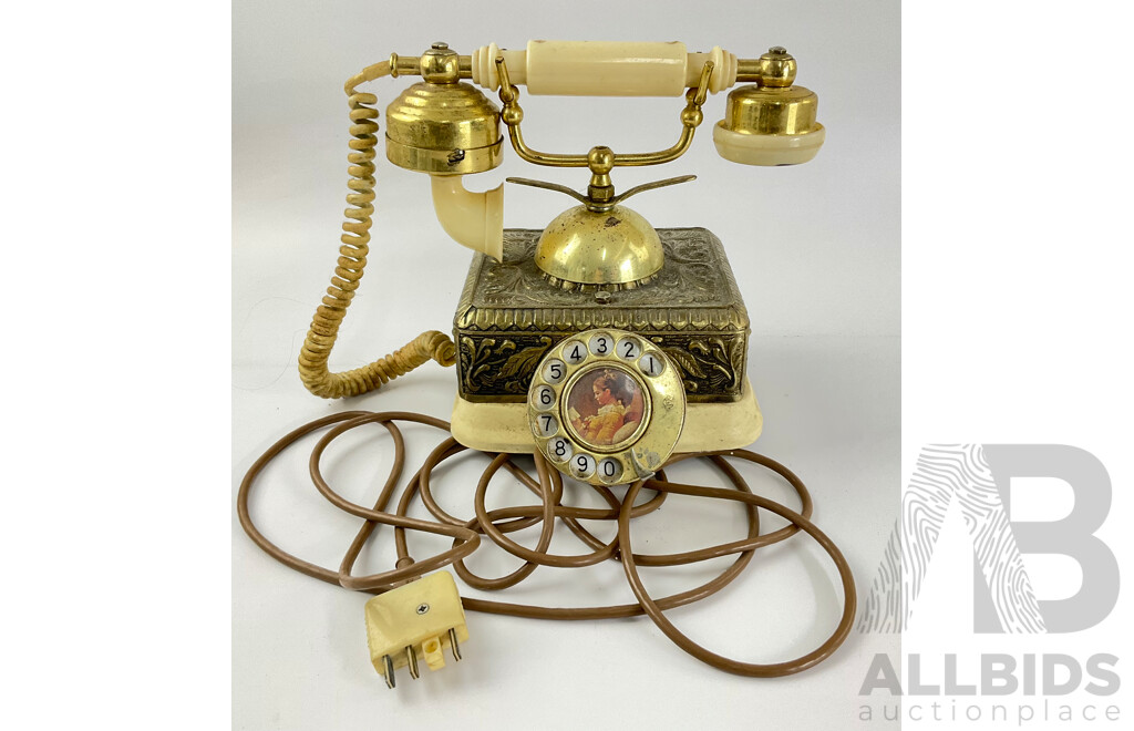 Antique Style Hitachi Brass Rotary Telephone