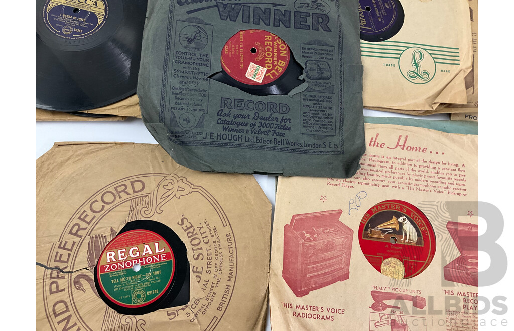 Eighteen Vintage 78 RPM Records Including Andrews Sisters, Bing Cosby, Gerald Adams and More