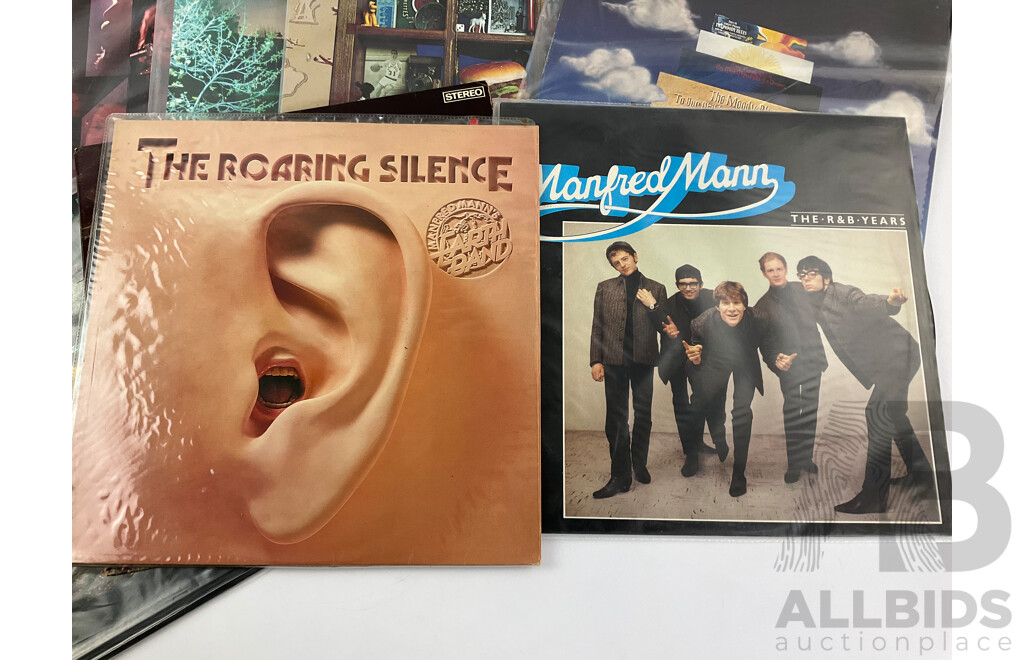 Eight 1970's Vinyl LP Records Including Bachman Turner Overdrive, Grand Funk Railroad, Arlo Guthrie, Manfred Mann, Moody Blues, Three Dog Night