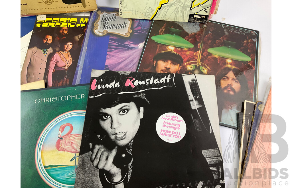Collection of Vinyl Records Including Linda Ronstadt, Whitney Houston, Seals & Crofts, Sergio Menes and More