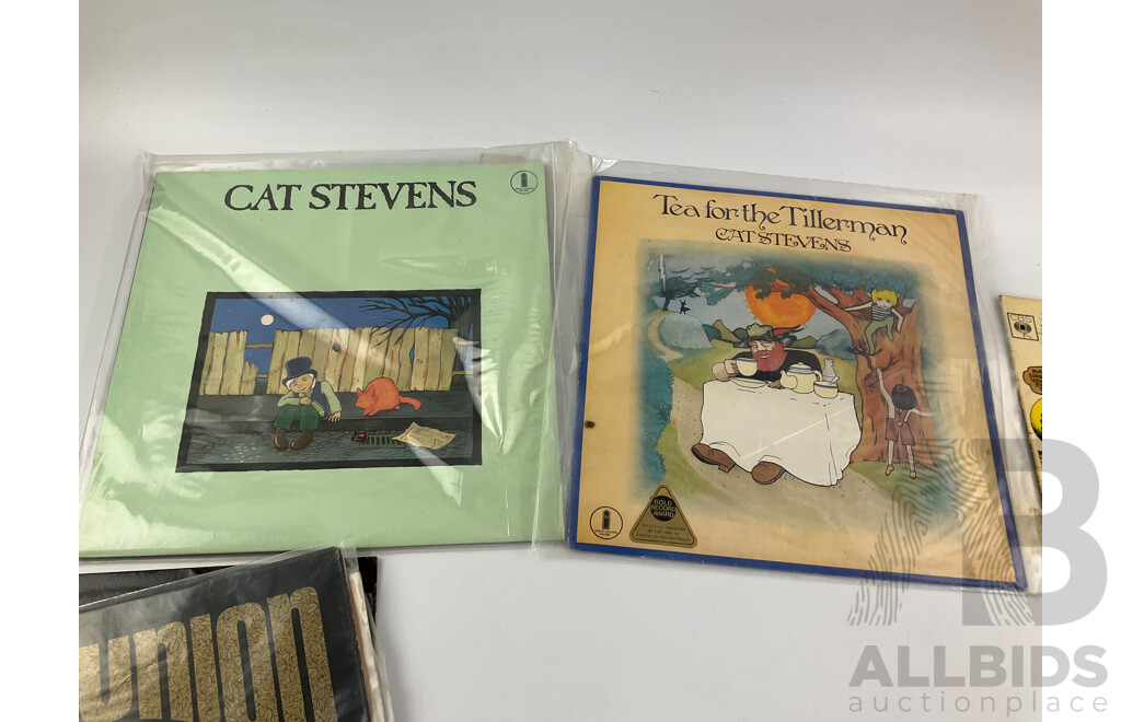 Collection of Vinyl Vintage Records Including John Lennon, Stevie Nicks, Big Brother & the Holding Company, Cat Stevens, Derek and the Dominoes