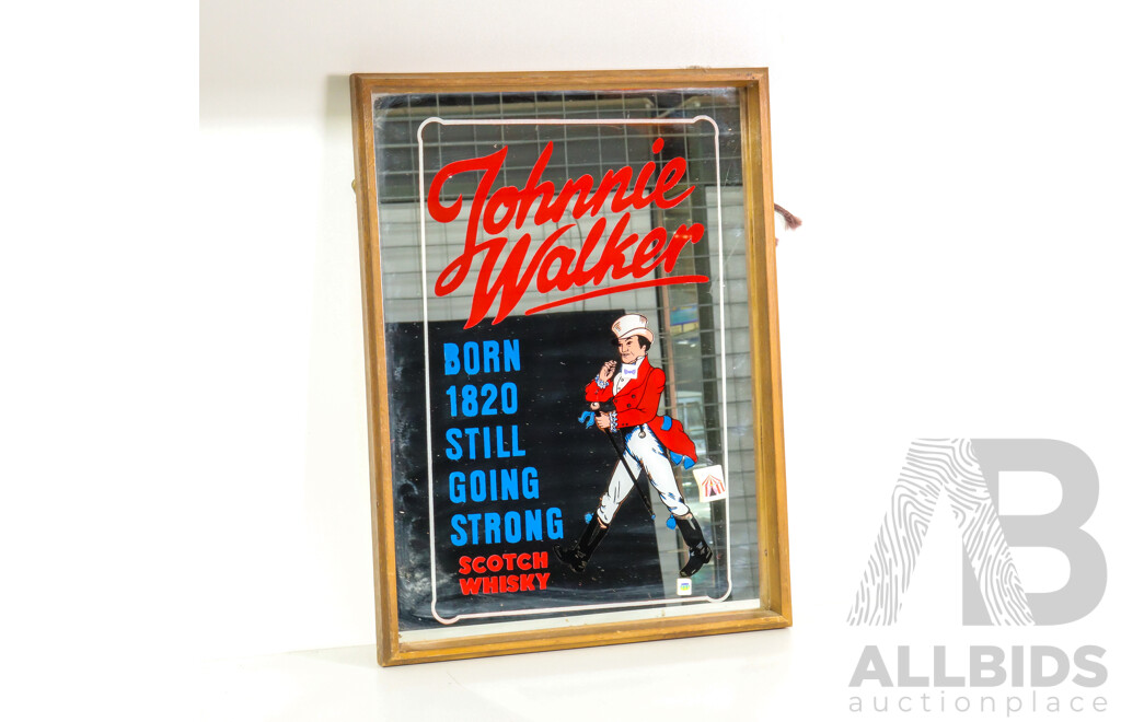 Reproduction Johnnie Walker Advertising Mirror in Timber Frame