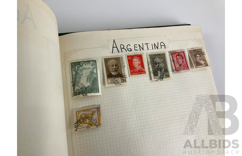 Album of Vintage International Stamps Including Australian Predecimal, USA, Denmark, Germany, France, PNG, Turkey, Spain, New Zealand, Iran, Greece